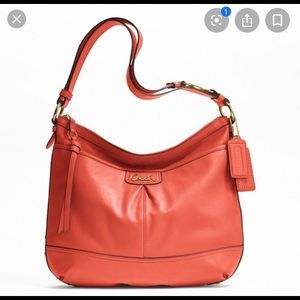 Coach park leather duffel tote bag in persimmon